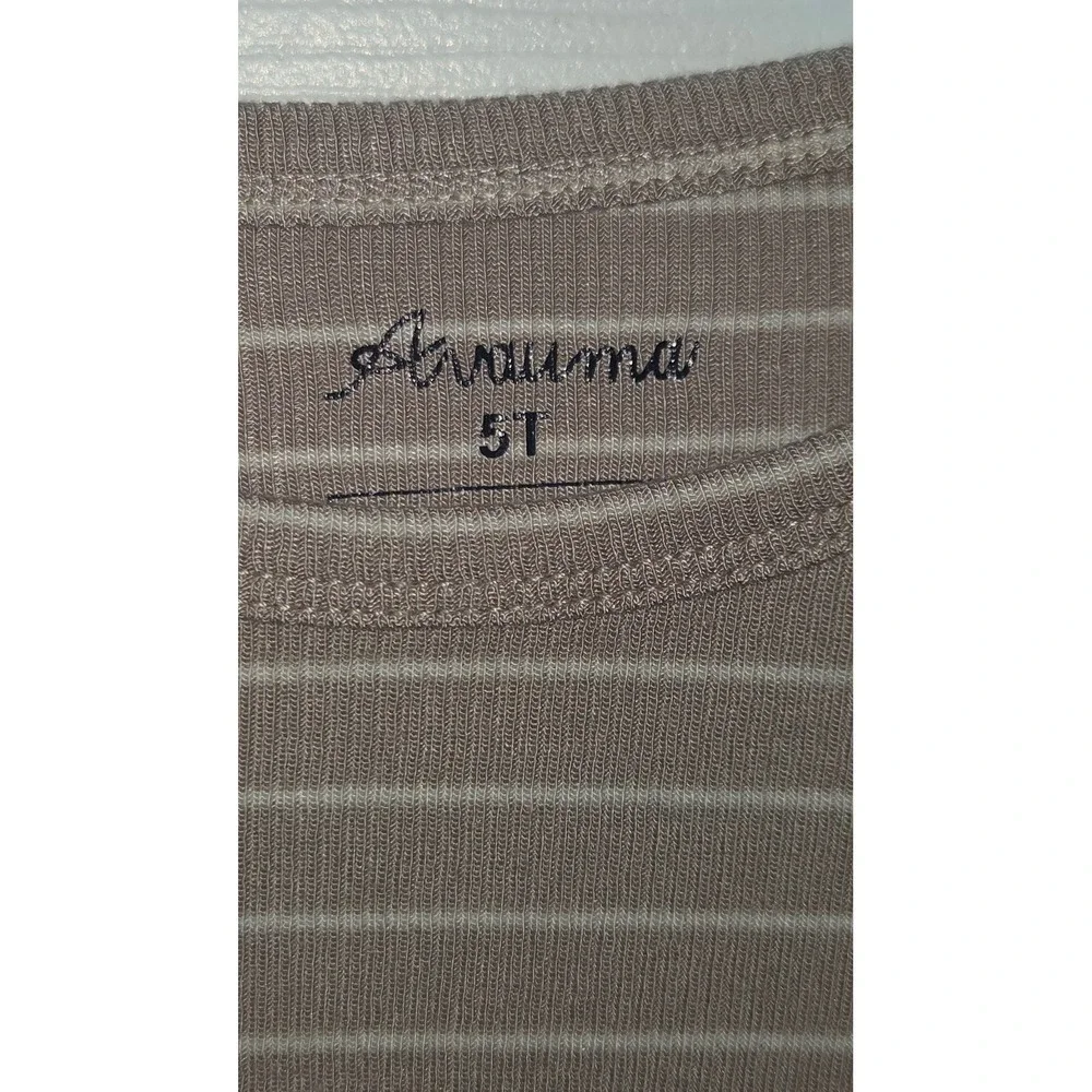 Arshuma Toddler Pajama Sets 5T Blue Taupe Striped Ribbed Snug Fit 2-Pack Pajamas